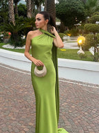 Elegant Ribbon Halter Dress Women Solid Off Shoulder Sleeveless Backless Slim Maxi Dresses 2026 Summer Autumn Party Robes Lady
