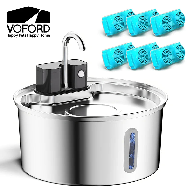3.2L Wireless Stainless Steel Cat Water Fountain With 4000mAh Battery & Sensor Automatic Filtration Pet Water Drinker Dispenser Main image