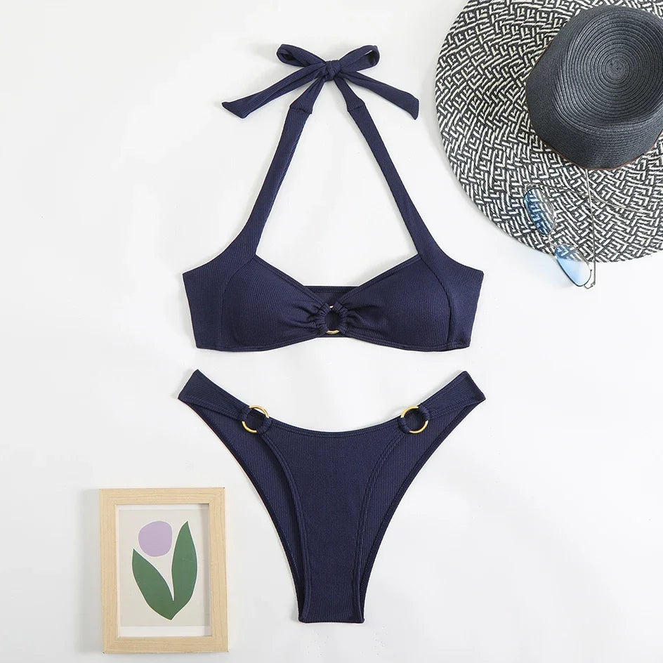 Sexy Women's Swimsuit 2026 Summer Bikini Two-piece Swimwear for Woman Beachwear Halter Bikinis Sets Swimming Beach Bathing Suits