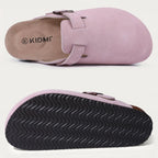 Comwarm Fashion Men's Suede Mules Slippers New Women Clogs Cork Insole Sandals With Arch Support Outdoor Beach Slides Home Shoes