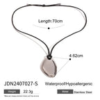 Youthway Trendy Stainless Steel Waterproof Irregular Geometric Metal Wax Rope Necklace Gold Silver For Women Jewelry Gift