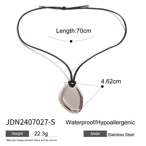Youthway Trendy Stainless Steel Waterproof Irregular Geometric Metal Wax Rope Necklace Gold Silver For Women Jewelry Gift
