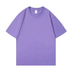 Heavyweight Impermeable 300g Carbon Matte Pure Cotton Thick Short Sleeved T-shirt Men and Women Pure White Simple Base Shirt