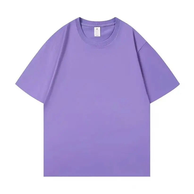 Heavyweight Impermeable 300g Carbon Matte Pure Cotton Thick Short Sleeved T-shirt Men and Women Pure White Simple Base Shirt