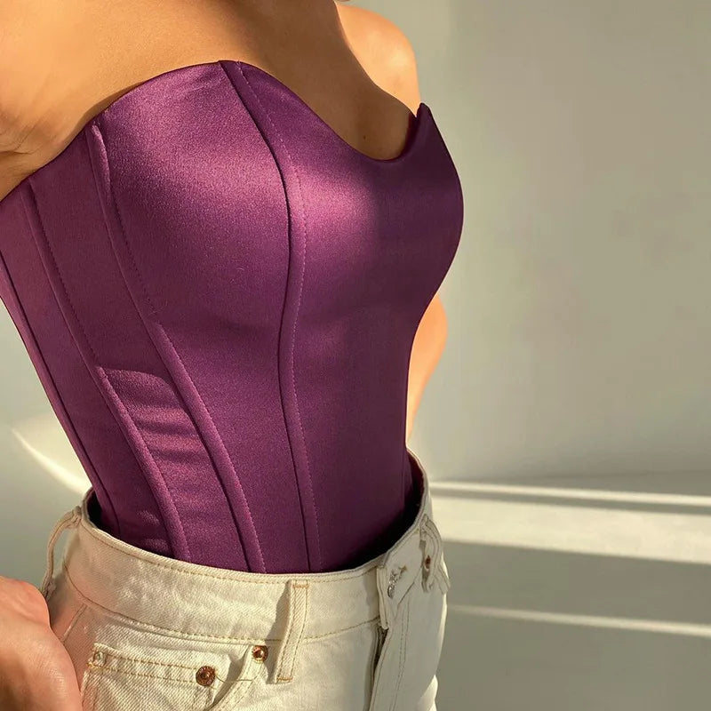 Sexy Women Tube Tops Solid Sleeveless Slim Skinny Corset Cropped Top 2026 Summer Casual Elegant Female Strapless Vest