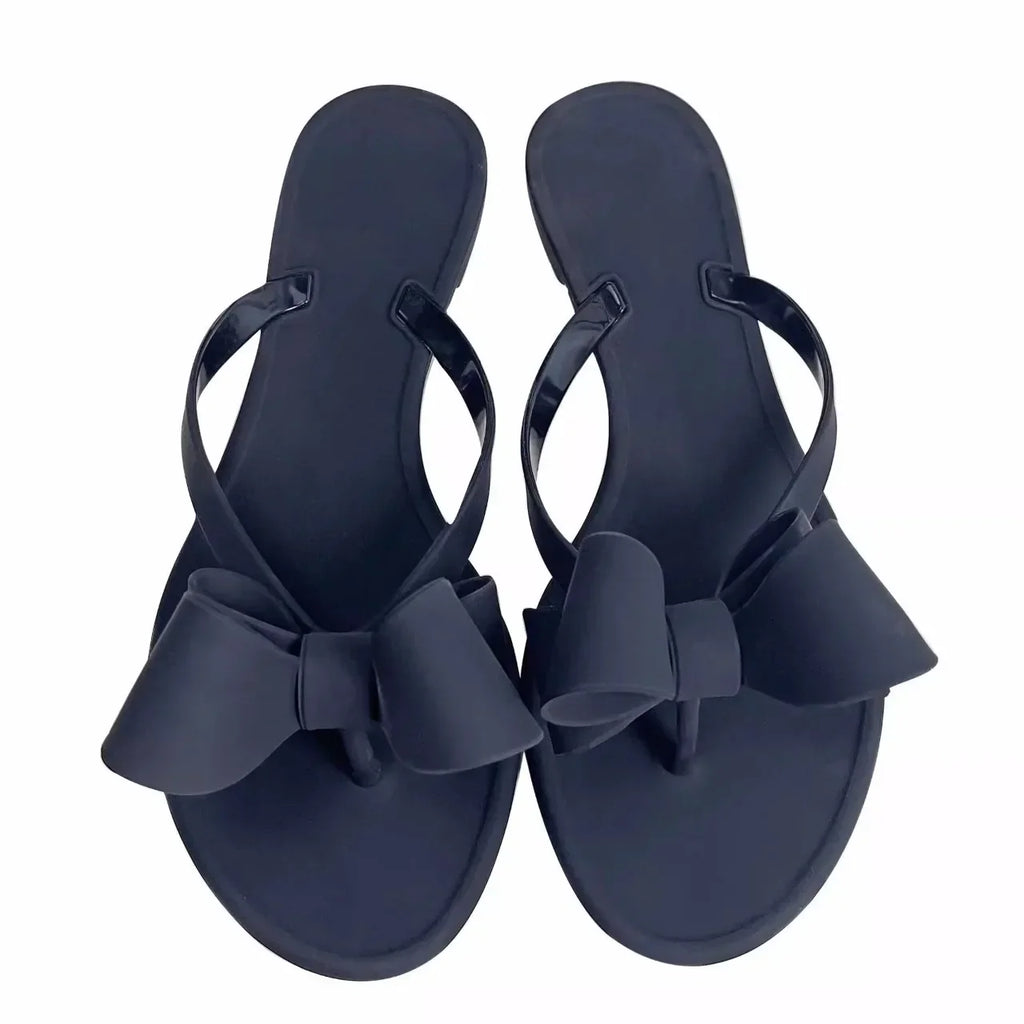EOFK Summer Jelly Slippers Women Butterfly PVC Sweet Beach Pull On Flat Solid Ladies Versatile Fashion Anti slip Slippers
