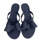 EOFK Summer Jelly Slippers Women Butterfly PVC Sweet Beach Pull On Flat Solid Ladies Versatile Fashion Anti slip Slippers