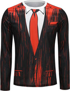3D Print Realistic Suit Tuxedo Pattern T Shirts Men Long Sleeve Casual Fashion T-shirt Sweatshirt Breathable Streetwear Tshirt