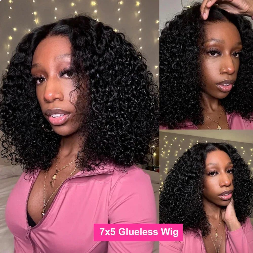 Short Bob Deep Wave Lace Frontal Wig PrePlucked 13x4 13x6 Lace Front Wig Peruvian Curly Human Hair Bob Wigs For Women and Girls