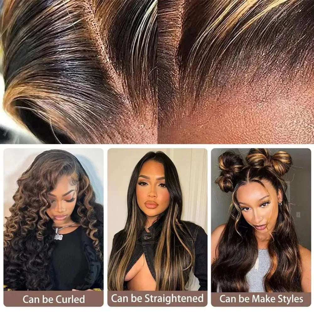 32 Inch Highlight Lace Front Wig Human Hair 1B/30 Body Wave Ombre Lace Front Wig Human Hair 13x6 Lace Frontal Wigs 180 Density Secondary image