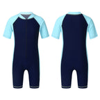 Wetsuits Kids Boys Girls Swimwear Swimsuits Short Sleeves Bodysuit Zippered Shorty Unitard Children's Bathing Suit Wetsuit