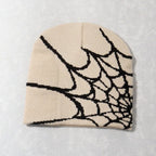 Knitting Spider Web Design Hat Skullies Beanies for Men Women Pullover Pile Cap Y2k Goth Warm Beanie Hats New Hip-hop Street Cap