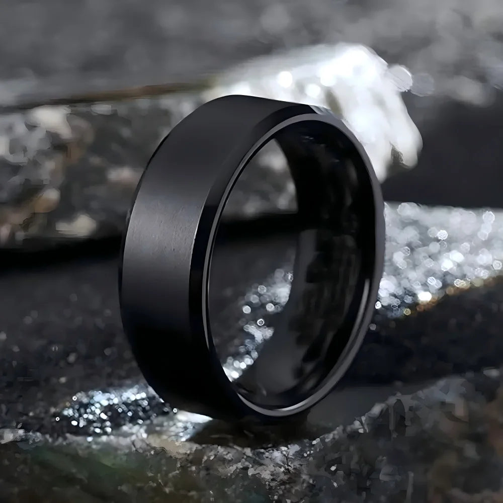 Fashion Charm Jewelry Ring for Men Women Stainless Steel Black Rings Wedding Engagement High Quality Matte Male Accessory Main image