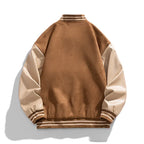 American Retro Suede Baseball Jacket Men's Spring Autumn Casual Leather Sleeve Outerwear JK819 Public Version Couple's Style