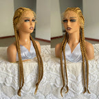 Synthetic Lace Front Wig Braided Wigs With Baby Hair 32 Inches 4 Twist Cornrow Braids Cosplay DIY Wig Synthetic Crochet Braids