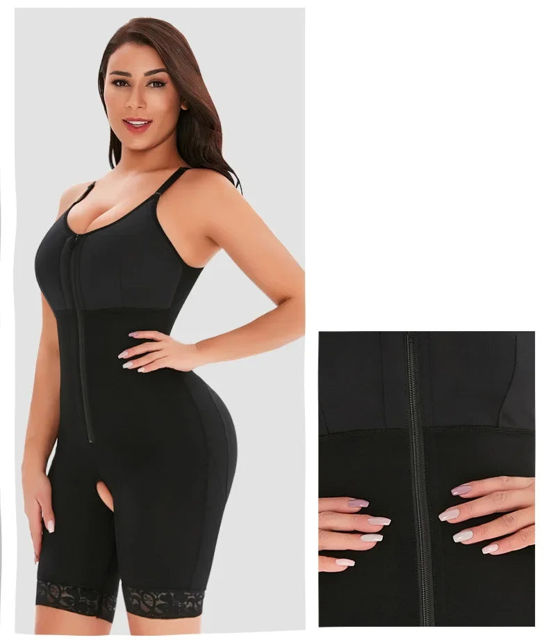 Women's Belly Tummy Control Butt Lifting Zipper Postpartum BodyShaper Fajas Colombian Double Compression Corset Waist Trainer
