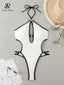 SINGREINY Hollow Out Halter Bikini Swimsuits Irregular Sheath Short Bodysuits Fashion Women Backless Beach Style Sexy Playsuits