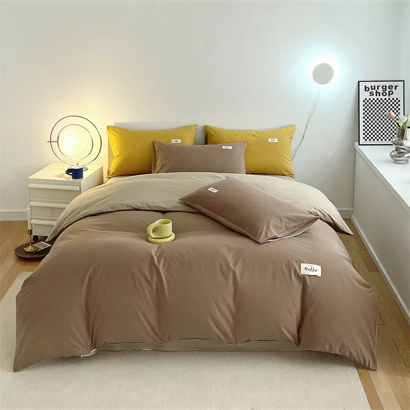 INS style high luxury solid color double-sided style single couple quilt cover soft luxury hotel & apartment & home bedding