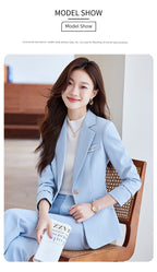 Blue Suit Female Spring & Fall 2025 New Arrival K-style Elegant Casual Suit Jacket Female Fancy Business Wear