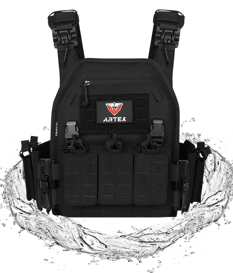 Artex New Combat Vest 6094 Quick Detachable Light Laser Cut Tactical Vest Black Gear to Carry Airsoft Carrier Combat equipment