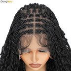 Donghou 24Inch Lace Front Boho Braided Wigs for Women Knotless Braid Wig Natural Hairline Box Braid wigs Premium Lightweight Wig