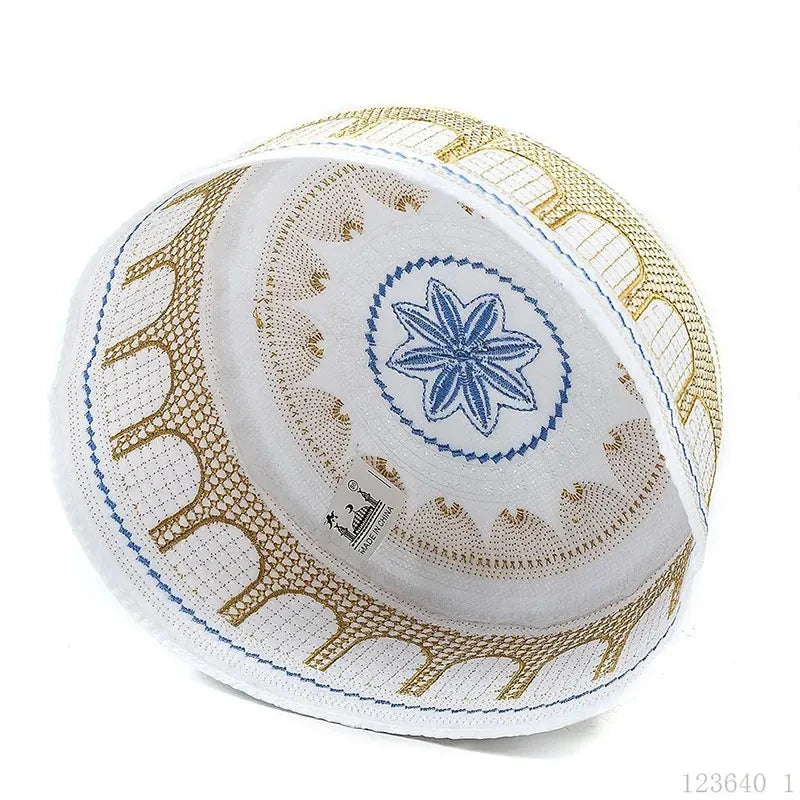 New Muslim Men Prayer Cap Hat Cotton Embroidery Saudi Arabia Islamic Hat Cap Men Headscarf Topkippot Turban  Leisure Saudi Cap