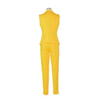Business OL Work Wear Two Piece Pant Suits for Women Set Elegant Sleeveless Blazer Top + Pencil Pants Office Lady Matching Sets