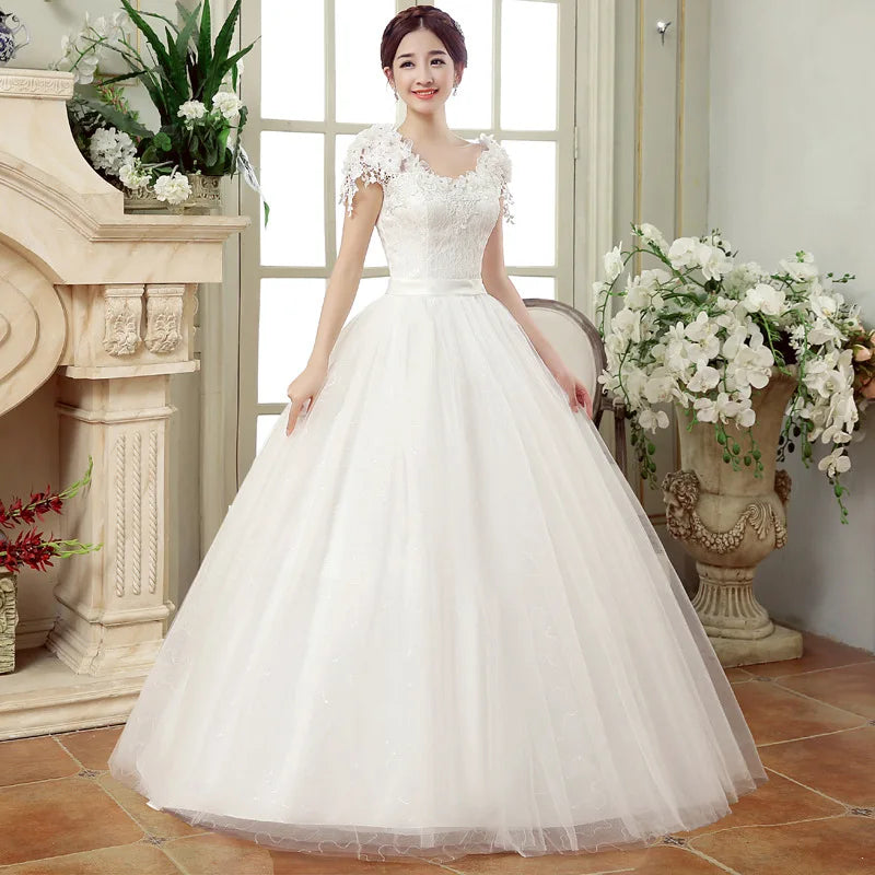 New Plus Size Wedding Dress Slimming Floor-length Back Strap Lace Flower Wedding Dresses for Women White Dress Vestidos De Novia Secondary image