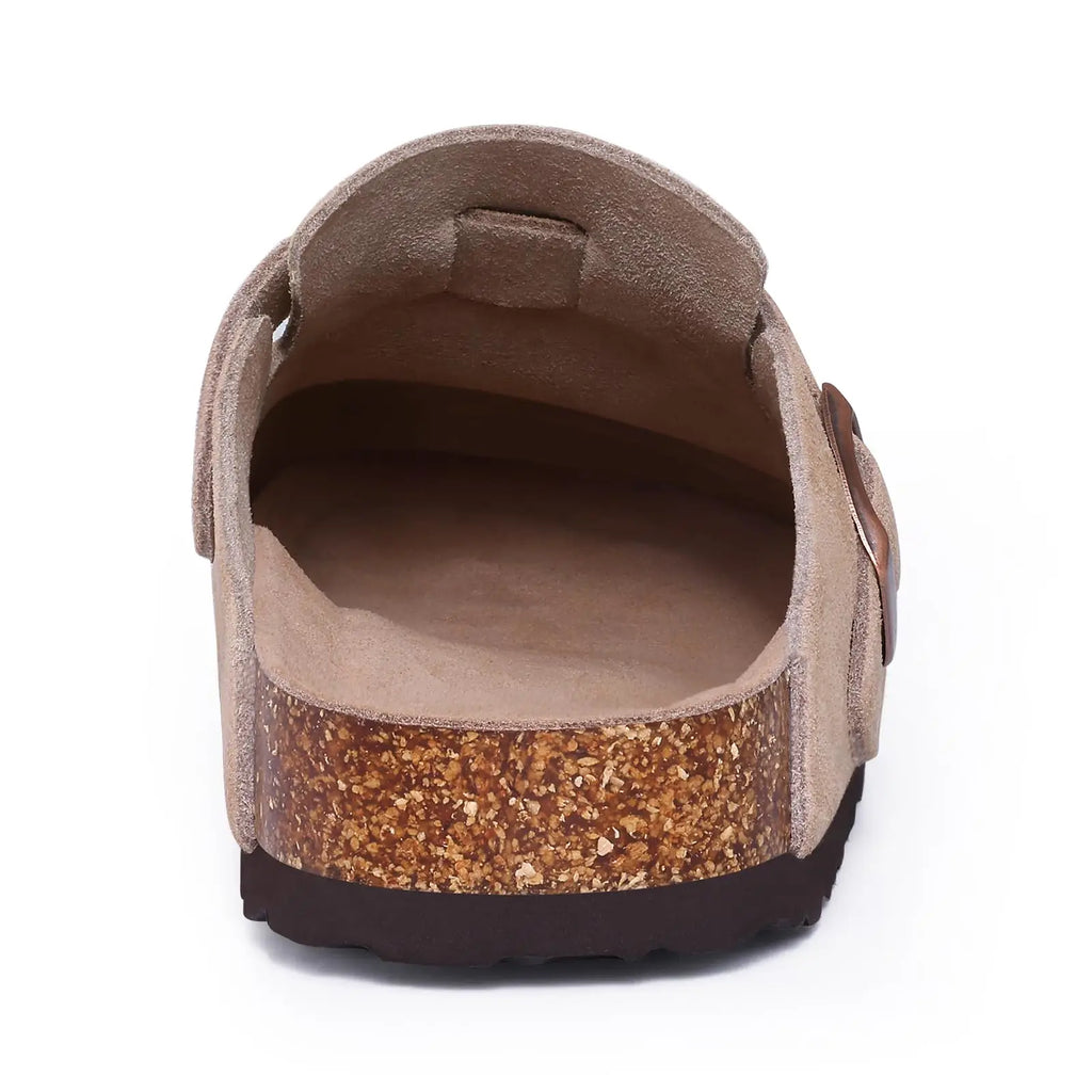 Crestar Fashion Clogs Slippers For Women Classic Suede Men Mules Cork Footbed Leather Potato Shoes With Arch Support Beach Slide