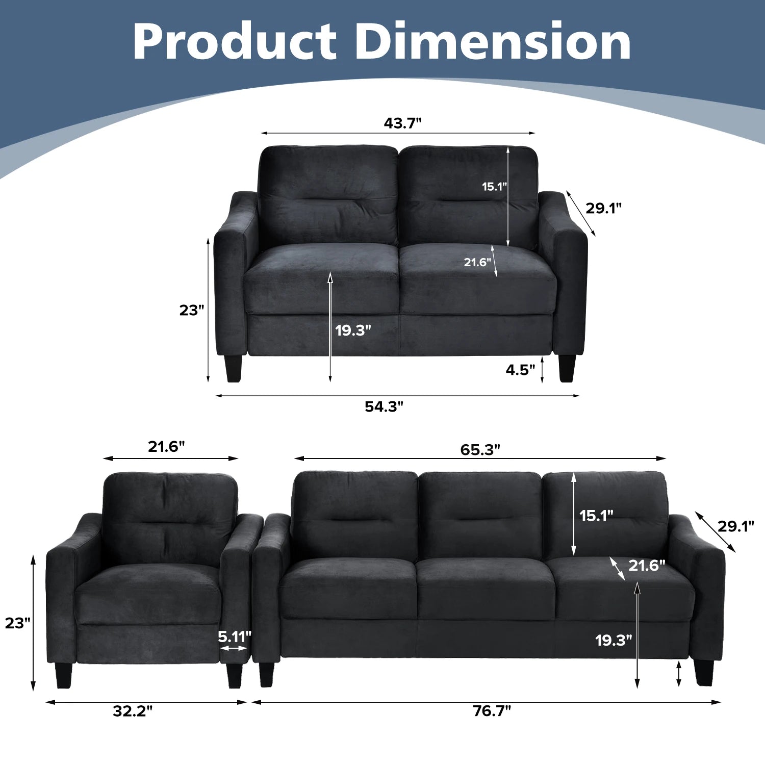 Comfortable Sectional Sofas for Living Room, Small Spaces - Chenille Fabric, Sturdy Frame, Modern Design