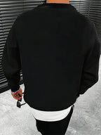 Men's autumn and winter thick velvet warm and fashionable casual loose Paris print round neck long sleeved pullover