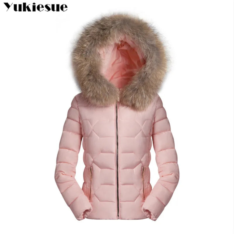 2026 Faux Fur Parkas Women Down Jacket clothes Womens Parkas Thicken Outerwear hooded Winter Coat Female Jacket Cotton padded
