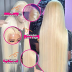 613 Colored Straight Human Hair 13x4 HD Blonde Lace Front Wigs 200 Density 13x6 Transparent Full Lace Frontal Wigs 44 46 Inches