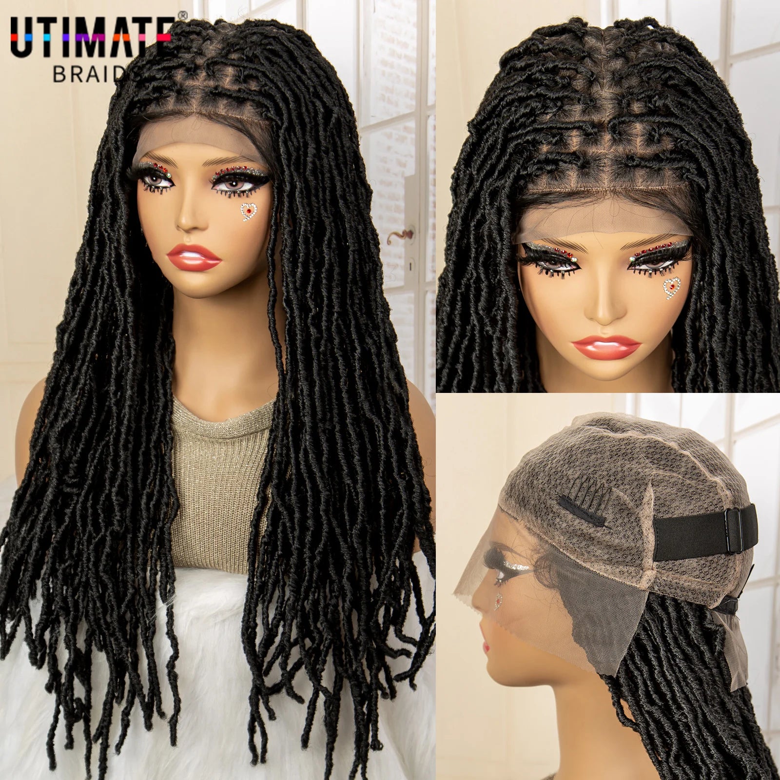 Synthetic Full Lace Locs Braided Wigs for Black Women 24 inches Knotless Box Dreadlock Braids Wig Lace Frontal Braiding Wig Main image