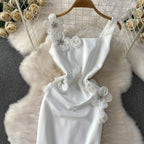 Chic vintage floral Three-dimensional Elegant Fairy korean fashion autumn Sundress women clothing