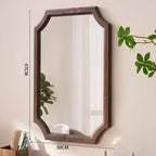 Retro Solid Wood Dressing Mirror Makeup Mirror Wall-mounted Bathroom Toilet Wall-mounted Punch-free Rectangular Bathroom Mirror