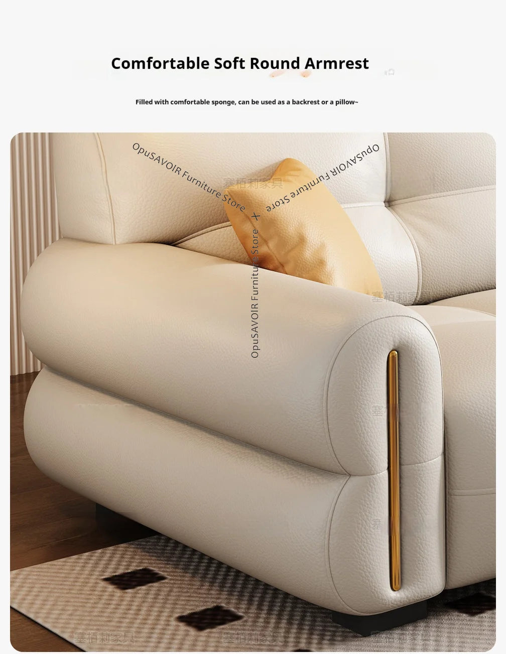 Italian Minimalist Sofa Modern Luxury Living Room Couch Straight Sofa Set Persons Genuine Leather Upholstered Furniture JT40