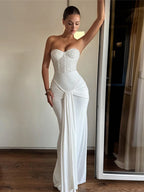 Sisterlinda Sexy Strapless Dress Woman Sequins Patchwork Backless Knot Ribbon Wrap Hip Midnight Prom Party Elegant Long Bodycon