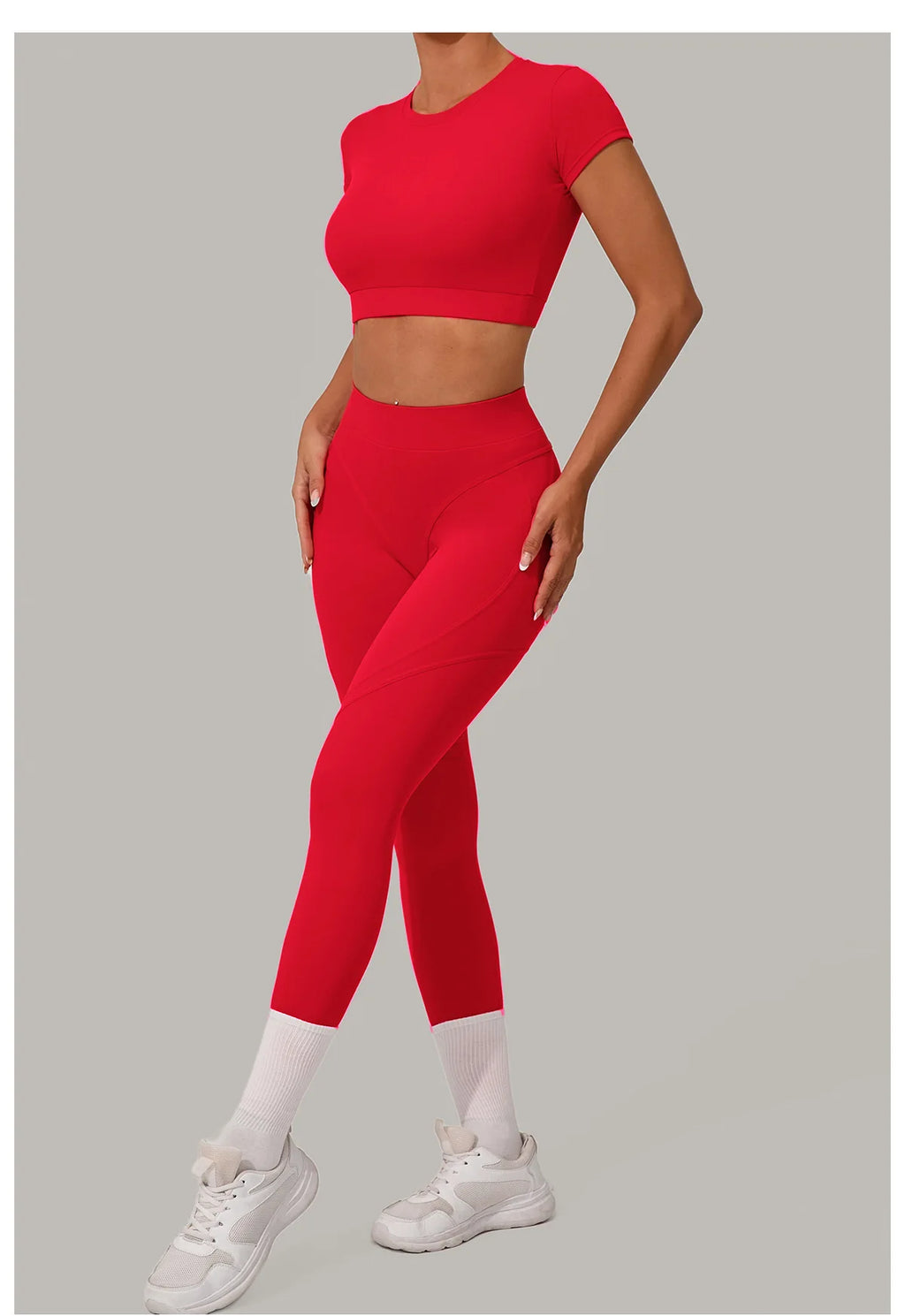 2PCS Yoga Set Gym Clothes Seamless Sportswear Yoga Suits Women Fitness Tracksuits Sports Short Sleeves Gym Leggings Sports Suits