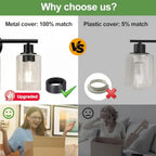 3-Light Bathroom Light Fixtures, 17.23" Black Modern Vanity Lights with Clear Glass Shade, Bathroom Wall Lamp for Mirror Kitche