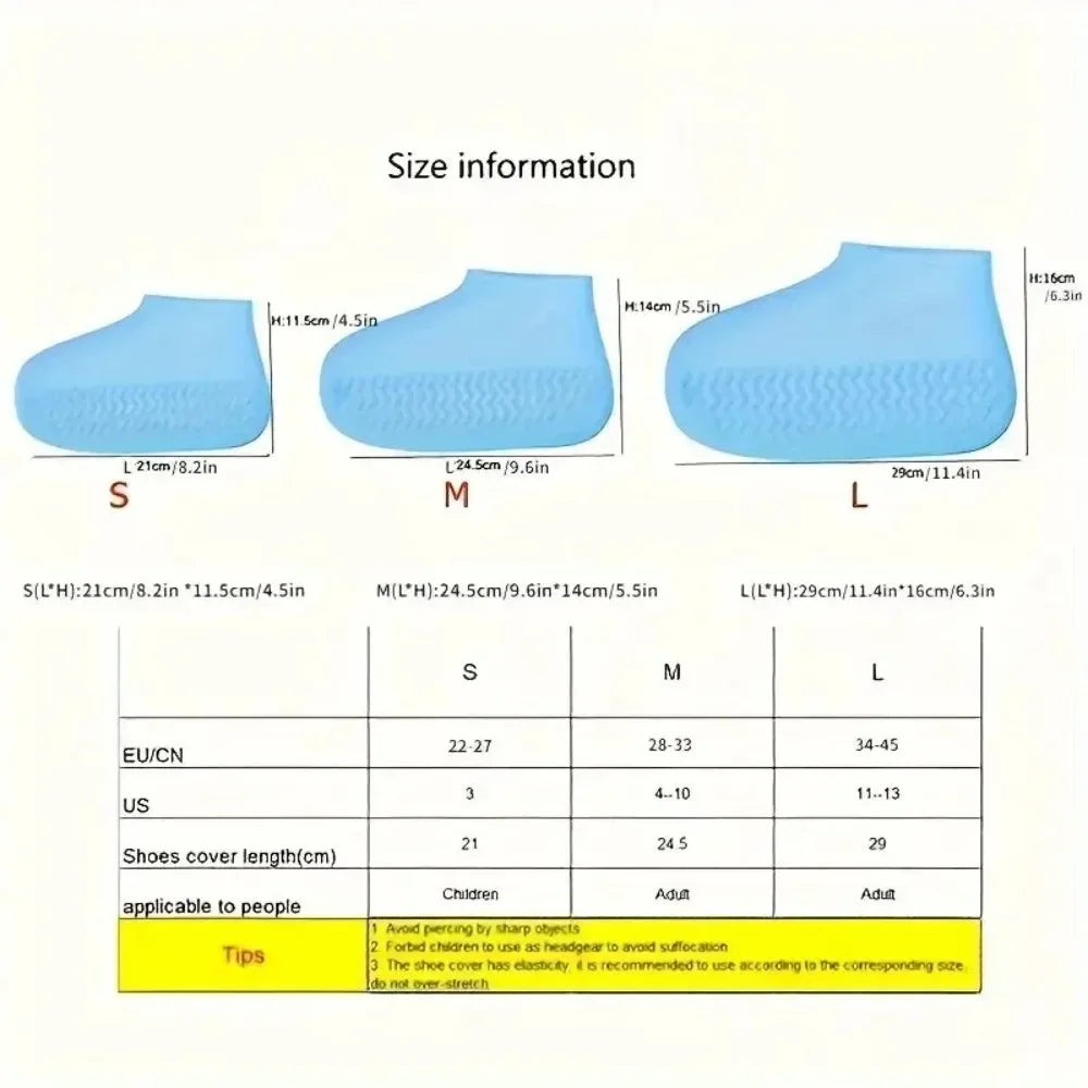 Shoe Waterproof Cover 1 Pair of Outdoor Rubber Rain Boot Covers Silicone Waterproof Shoe Covers Rainy Day Shoe Covers Shoes Gear Secondary image