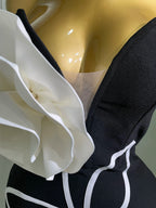 Women 2025 New Sexy Off Shoulder White Flower Black Mini Bodycon Bandage Dress Luxury Celebrity Evening Club Elegant Party Gowns