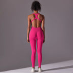 Sexy Back V Jumpsuit Gym Set Women Training Yoga Suit Sportswear Women Sports Jumpsuit Fitness Rompers Stretch Workout Bodysuits