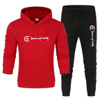 2026 Men's Tracksuit Hooded Sweatshirt+Sweatpants 2 Pcs Sets Sports Suit Casual Jogger Sportswear 2 Piece Male Streetwear Sets