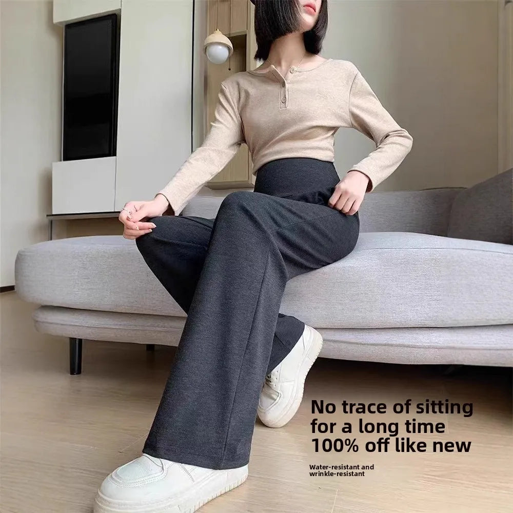 2026 Autumn Winter Maternity Pants Wide leg Loose Straight Elastic Waist Belly Long Trousers for Pregnant Women Youth Pregnancy