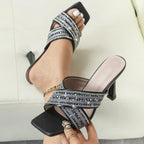 LIHUAMAO women heel sandals shoes stilletto high heel thin heel sandals slipper pumps party night club slipper