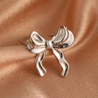 DGIDDK Stainless Steel Bow Ring Lightweight Luxury Elegant Stainless Steel Vintage Premium Feeling Jewelry For Women