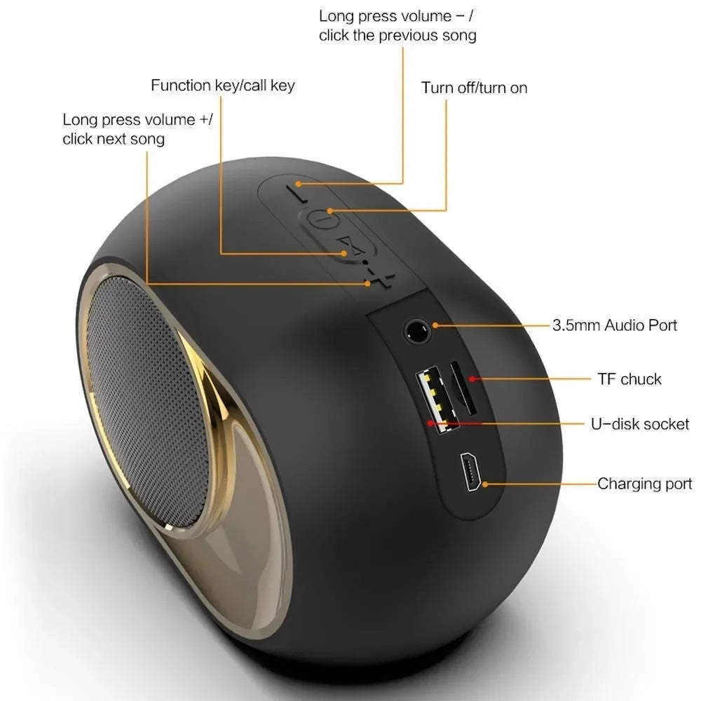 Portable Bluetooth Wireless Speaker TWS Stereo Audio 3D Bass Waterproof Hands-Free Call Accessories Music Player