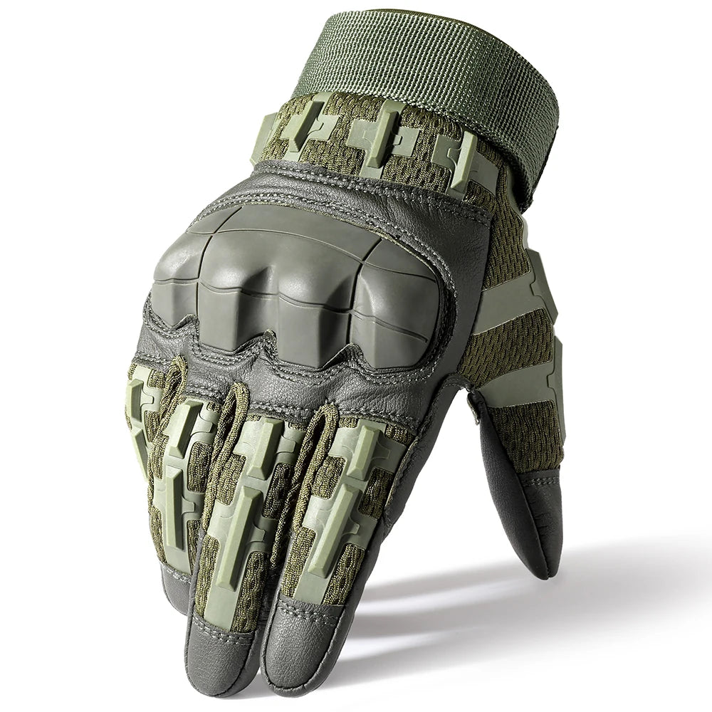 PU Leather Full Finger Tactical Touch Screen Gloves Hiking Cycling Training Climbing Airsoft Hunting Non-slip Protective Gear