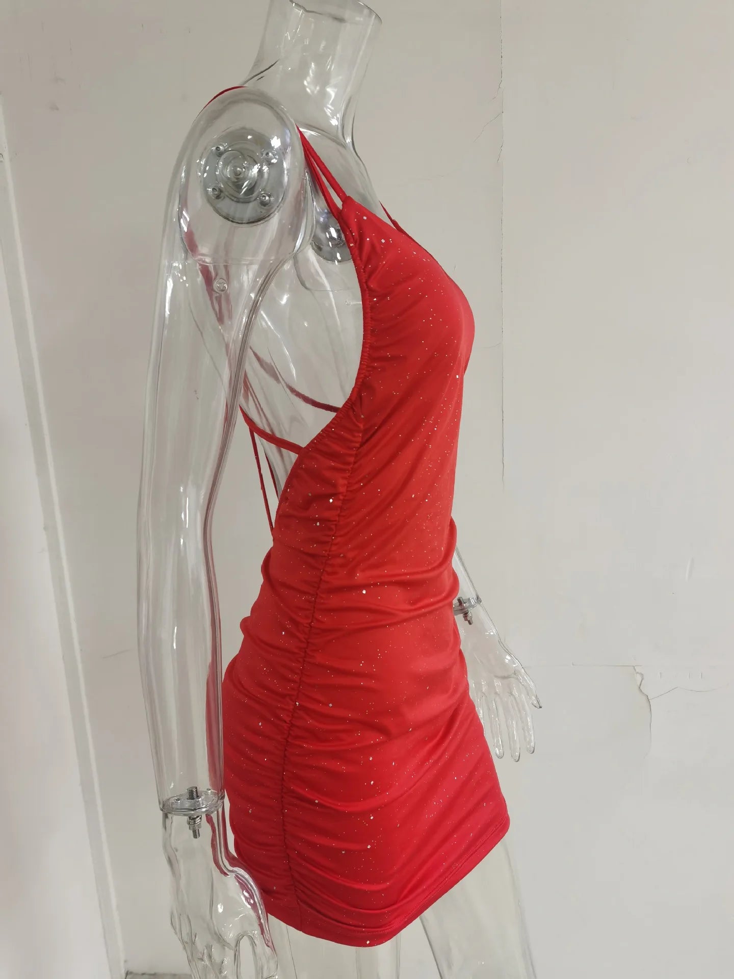 Sexy Sleeveless Sequin Mini Dress Women 2026 Summer Fashion V-neck Solid Color Party Nightclub Vestidos Elegant Evening Dresses